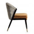 Art deco luxusn&aacute; horčicov&aacute; stolička Brilon s čiernymi mas&iacute;vnymi nohami 84cm