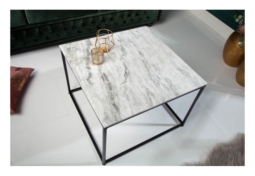 Art-deco &scaron;t&yacute;lov&yacute; konferenčn&yacute; stol&iacute;k Elements Blanc z le&scaron;ten&eacute;ho mramoru 50cm