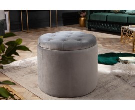 Okr&uacute;hla strieborn&aacute; taburetka Modern Barock s &uacute;ložn&yacute;m priestorom 50cm