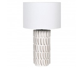 Jedinečn&aacute; keramick&aacute; modern&aacute; stoln&aacute; lampa Edin bielej farbe s okr&uacute;hlym tienidlom