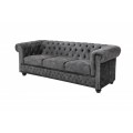 Chesterfield luxusn&aacute; zamatov&aacute; trojsedačka Lobella v sivej farbe 205cm