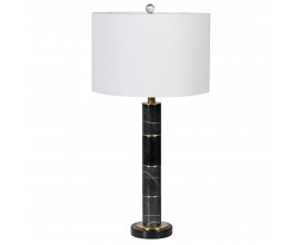 Retro nadčasov&aacute; stoln&aacute; lampa Mirblle s čiernou nohou a bielym tienidlom 75cm