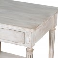 Vidiecky biely príručný stolík Gustavian so zásuvkou s jednoduchými dekoračnými prvkami a opotrebovaným vzhľadom 70 cm