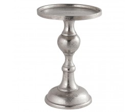 Dizajnov&yacute; antick&yacute; svietnik Farrah v striebornej farbe z kovu 18cm 