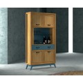 Luxusn&aacute; modern&aacute; mas&iacute;vna vitr&iacute;na Rodas s dvomi sklenen&yacute;mi a &scaron;tyrmi dreven&yacute;mi dvierkami so z&aacute;suvkou 201 cm