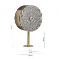 Exkluz&iacute;vna art-deco barov&aacute; skrinka Caderina kruhov&eacute;ho tvaru s dvomi dvierkami s čierno-bielym geometrick&yacute;m dizajnom 160cm