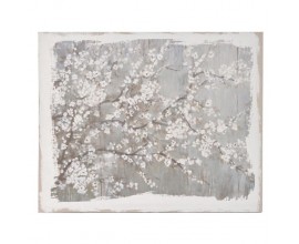 Vintage n&aacute;stenn&yacute; obraz Blossom na ľanovom pl&aacute;tne s jemn&yacute;m flor&aacute;lnym dizajnom 152cm