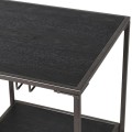 Industri&aacute;lna kovov&aacute; čierna vinot&eacute;ka Albers na kolieskach s kožen&yacute;mi popruhmi na fľa&scaron;e v&iacute;na 85cm