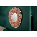 Dizajnov&eacute; okr&uacute;hle n&aacute;stenn&eacute; zrkadlo Hoja s kovov&yacute;m r&aacute;mom medenej farby 112cm