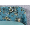 Modern&aacute; art-deco lavica Floreque do predsiene s tyrkysov&yacute;m zamatov&yacute;m čal&uacute;nen&iacute;m s flor&aacute;lnym mot&iacute;vom 130cm