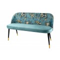 Modern&aacute; art-deco lavica Floreque do predsiene s tyrkysov&yacute;m zamatov&yacute;m čal&uacute;nen&iacute;m s flor&aacute;lnym mot&iacute;vom 130cm