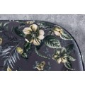 Modern&aacute; art-deco čal&uacute;nen&aacute; lavica Floreque do predsiene so siv&yacute;m zamatov&yacute;m poťahom s flor&aacute;lnym mot&iacute;vom 130cm