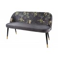Modern&aacute; art-deco čal&uacute;nen&aacute; lavica Floreque do predsiene so siv&yacute;m zamatov&yacute;m poťahom s flor&aacute;lnym mot&iacute;vom 130cm