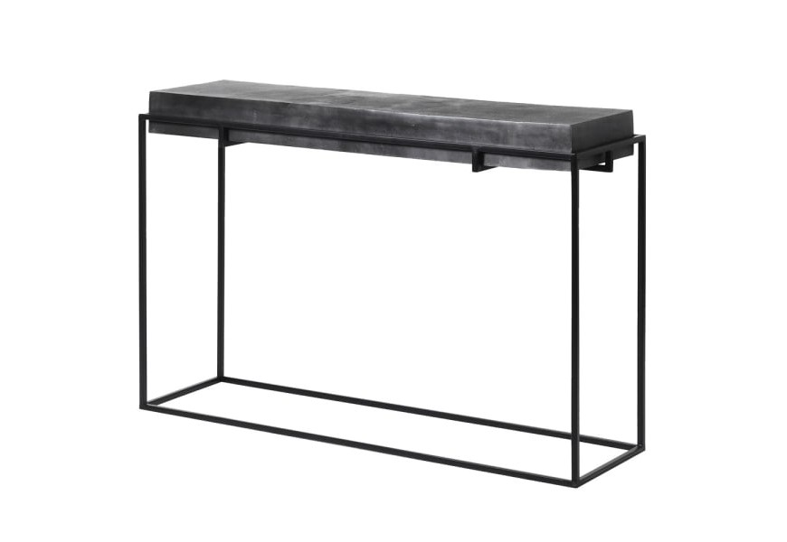 Moderný industriálny konzolový stolík Black Iron v čiernom prevedení z kovu