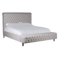 Vintage manželsk&aacute; posteľ Oberstell s chesterfield pre&scaron;&iacute;van&iacute;m v svetlosivej farbe 190cm
