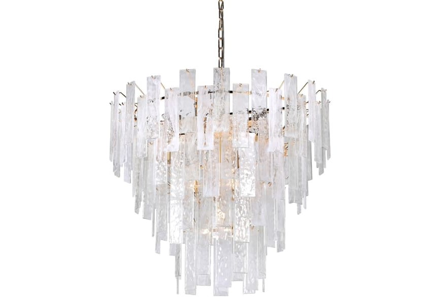 Art deco luster Crystaline s kovovou kon&scaron;trukciou a sklenenou v&yacute;zdobou 65cm