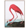 Dizajnový moderný závesný obraz Flamingo na plátne s plameniakom v červenej farbe a prírodnou scenériou v hnedom obdĺžnikovom ráme z dreva Dizajnový moderný závesný obraz Flamingo na plátne s plameniakom a prírodnou scenériou v hnedom obdĺžnikovom ráme z dreva