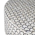 Art-deco okr&uacute;hly konferenčn&yacute; stol&iacute;k Daytona s čierno-bielym bone inlay dizajnom a so zlatou podstavou 107cm