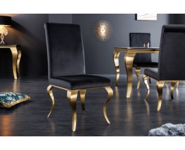 Modern&aacute; barokov&aacute; jed&aacute;lensk&aacute; stolička Gold Barock s cabriole nohami zlat&aacute; / čierna 104cm