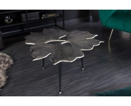 Art-deco strieborn&yacute; konferenčn&yacute; stol&iacute;k Ginko s troma čiernymi nožičkami 75cm