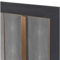 Art deco pr&iacute;born&iacute;k Otawa z mas&iacute;vneho dreva so &scaron;tyrmi dvierkami so sivou shagreenovou ekokožou 200cm