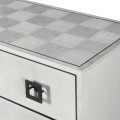 Modern&aacute; dizajnov&aacute; komoda Quadria Blanca z mas&iacute;vneho dreva v off white bielom preveden&iacute; so &scaron;iestimi z&aacute;suvkami 180cm