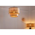 Modern&aacute; stojaca lampa Citadel s okr&uacute;hlym tienidlom s viedensk&yacute;m v&yacute;pletom svetlohnedej farby a čiernymi nohami 140cm