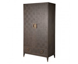 Luxusn&aacute; art deco &scaron;atn&iacute;kov&aacute; skriňa Quadria gris z mas&iacute;vneho dreva v hnedosivej farbe so z&aacute;suvkou a dvierkami 206cm 