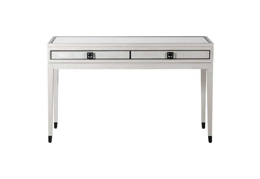 Modern&yacute; biely toaletn&yacute; stol&iacute;k Quadria Blanca z mas&iacute;vneho dubov&eacute;ho dreva s dvomi z&aacute;suvkami 130cm