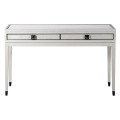 Modern&yacute; biely toaletn&yacute; stol&iacute;k Quadria Blanca z mas&iacute;vneho dubov&eacute;ho dreva s dvomi z&aacute;suvkami 130cm