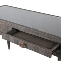 Luxusn&yacute; art deco toaletn&yacute; stol&iacute;k Quadria Gris z mas&iacute;vneho hned&eacute;ho dubov&eacute;ho dreva s dvomi z&aacute;suvkami 130
