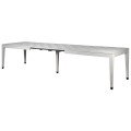 Modern&yacute; rozkladac&iacute; jed&aacute;lensk&yacute; st&ocirc;l Quadria Blanca bielej farby z mas&iacute;vneho dreva s &scaron;achovnicov&yacute;m vzorom 240-356cm