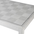 Modern&yacute; rozkladac&iacute; jed&aacute;lensk&yacute; st&ocirc;l Quadria Blanca bielej farby z mas&iacute;vneho dreva s &scaron;achovnicov&yacute;m vzorom 240-356cm