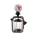 Dizajnov&aacute; retro stoln&aacute; lampa Apoca čiernej farby s dekorat&iacute;vnou benz&iacute;novou pumpičkou 68cm