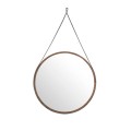 Moderné okrúhle závesné zrkadlo Vita Naturale s dreveným rámom v hnedej farbe