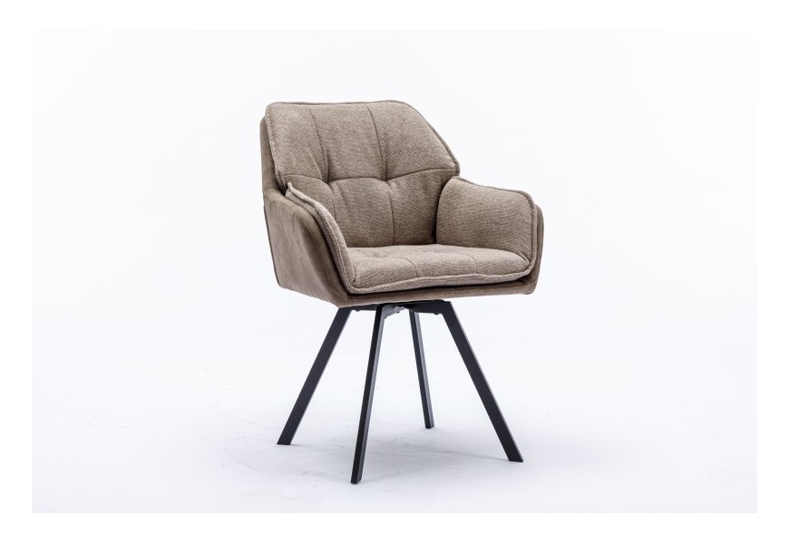 Čal&uacute;nen&aacute; retro stolička Dex na čiernych &scaron;ikm&yacute;ch nožičk&aacute;ch s opierkami na ruky v svetlej hnedej farbe 85cm