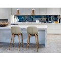 Luxusn&aacute; taupe siv&aacute; kožen&aacute; barov&aacute; stolička Forma Moderna z mas&iacute;vu 93cm