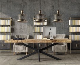&Scaron;t&yacute;lov&aacute; ob&yacute;vacia a jed&aacute;lensk&aacute; s&uacute;prava Industrial feel z dreva a kovu