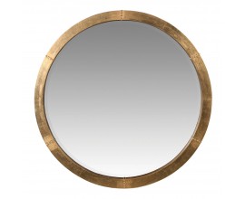 Industri&aacute;lne n&aacute;stenn&eacute; zrkadlo Barrata okr&uacute;hleho tvaru s kovov&yacute;m r&aacute;mom v zlatej farbe 92cm