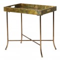 Vintage mosadzn&yacute; pr&iacute;ručn&yacute; stol&iacute;k Roel v metalickom preveden&iacute; na nožičk&aacute;ch a &uacute;chytmi 62cm