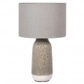 Dizajnov&aacute; stoln&aacute; lampa Imogen s ozdobnou &scaron;trukt&uacute;rovanou podstavou a ľanov&yacute;m tienidlom 62cm