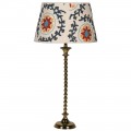 Štýlová vintage stolná lampa Impala so zlatou podstavou z kovu a pestrým vzorovaným tienidlom