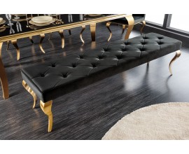 Dizajnov&aacute; jed&aacute;lensk&aacute; lavica Modern Barock s čiernym chesterfield čal&uacute;nen&iacute;m zo zamatu so zlat&yacute;mi nožičkami