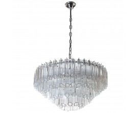 &Scaron;tvor-poschodov&yacute; r&uacute;rkov&yacute; sklenen&yacute; luster Amier v Art deco &scaron;t&yacute;le so striebornou kovovou kon&scaron;trukciou