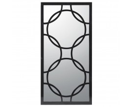 N&aacute;stenn&eacute; zrkadlo Modern Orient s čiernym obdĺžnikov&yacute;m r&aacute;mom a geometrick&yacute;m art deco dizajnom prekr&yacute;vaj&uacute;cich sa kružn&iacute;c na zrkadlovej ploche
