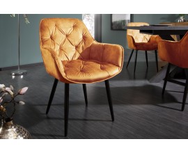 Retro dizajnov&eacute; čal&uacute;nen&eacute; oranžov&eacute; kreslo Milano s opierkami na ruky 84cm