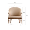 Luxusn&eacute; rustik&aacute;lne kreslo Carlos s vyrez&aacute;van&yacute;mi dreven&yacute;mi nožičkami v hnedej vintage farbe s b&eacute;žov&yacute;m čal&uacute;nen&iacute;m 92 cm