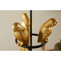 Dizajnov&aacute; čierna art deco stoln&aacute; lampa Macaw s tromi fig&uacute;rami papag&aacute;jov v zlatej farbe 75 cm