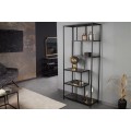 Industri&aacute;lny čierny reg&aacute;l Industria Marble v antracitovom odtieni a policami s mramorov&yacute;m dizajnom 185 cm 