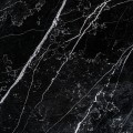 Luxusn&yacute; art deco okr&uacute;hly jed&aacute;lensk&yacute; st&ocirc;l Rebecca s čiernou kamennou vrchnou doskou a nohou v zlatej farbe 120 cm